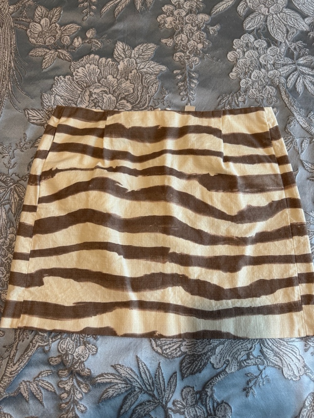 J. Crew Cream and Brown Striped Mini Skirt